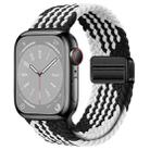 For Apple Watch SE 2022 44mm Nylon Woven Magnetic Fold Buckle Watch Band(Z Black White) - 1