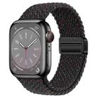 For Apple Watch Series 6 44mm Nylon Woven Magnetic Fold Buckle Watch Band(Starlight Black) - 1