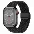 For Apple Watch Series 5 44mm Nylon Woven Magnetic Fold Buckle Watch Band(Starry Black) - 1