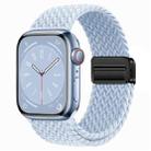For  Apple Watch Series 3 42mm Nylon Woven Magnetic Fold Buckle Watch Band(Misty Blue) - 1