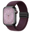 For  Apple Watch Series 3 42mm Nylon Woven Magnetic Fold Buckle Watch Band(Crimson Cherry) - 1