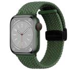 For  Apple Watch Series 3 42mm Nylon Woven Magnetic Fold Buckle Watch Band(Green) - 1