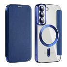 For Samsung Galaxy S22 5G MagSafe Magnetic RFID Anti-theft Leather Phone Case(Dark Blue) - 1