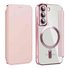 For Samsung Galaxy S22 5G MagSafe Magnetic RFID Anti-theft Leather Phone Case(Pink) - 1