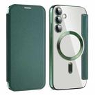 For Samsung Galaxy S23 FE 5G Shield MagSafe RFID Anti-theft Leather Phone Case(Green) - 1