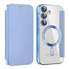 For Samsung Galaxy A35 5G Shield MagSafe RFID Anti-theft Leather Phone Case(Blue) - 1