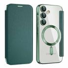 For Samsung Galaxy A55 5G Shield MagSafe RFID Anti-theft Leather Phone Case(Green) - 1