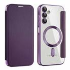 For Samsung Galaxy A15 Shield MagSafe RFID Anti-theft Leather Phone Case(Purple) - 1