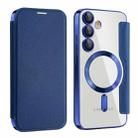 For Samsung Galaxy S24 FE 5G Shield MagSafe RFID Anti-theft Leather Phone Case(Dark Blue) - 1