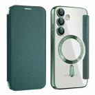 For Samsung Galaxy S24 FE 5G Shield MagSafe RFID Anti-theft Leather Phone Case(Green) - 1