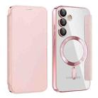 For Samsung Galaxy S24 FE 5G Shield MagSafe RFID Anti-theft Leather Phone Case(Pink) - 1