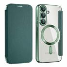 For Samsung Galaxy S25 5G Shield MagSafe RFID Anti-theft Leather Phone Case(Green) - 1