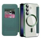 For Samsung Galaxy S25 5G Shield MagSafe RFID Anti-theft Leather Phone Case(Green) - 2