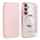 For Samsung Galaxy S25 5G Shield MagSafe RFID Anti-theft Leather Phone Case(Pink) - 1