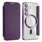 For Samsung Galaxy S25+ 5G Shield MagSafe RFID Anti-theft Leather Phone Case(Purple) - 1