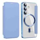 For Samsung Galaxy S25+ 5G Shield MagSafe RFID Anti-theft Leather Phone Case(Blue) - 1