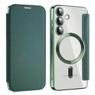 For Samsung Galaxy S25+ 5G Shield MagSafe RFID Anti-theft Leather Phone Case(Green) - 1