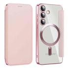 For Samsung Galaxy S25+ 5G Shield MagSafe RFID Anti-theft Leather Phone Case(Pink) - 1