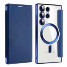 For Samsung Galaxy S25 Ultra 5G Shield MagSafe RFID Anti-theft Leather Phone Case(Dark Blue) - 1