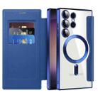 For Samsung Galaxy S25 Ultra 5G Shield MagSafe RFID Anti-theft Leather Phone Case(Dark Blue) - 2