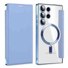 For Samsung Galaxy S25 Ultra 5G Shield MagSafe RFID Anti-theft Leather Phone Case(Blue) - 1
