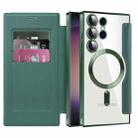 For Samsung Galaxy S25 Ultra 5G Shield MagSafe RFID Anti-theft Leather Phone Case(Green) - 2