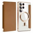For Samsung Galaxy S25 Ultra 5G Shield MagSafe RFID Anti-theft Leather Phone Case(Brown) - 1