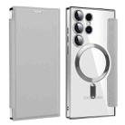For Samsung Galaxy S25 Ultra 5G Shield MagSafe RFID Anti-theft Leather Phone Case(Grey) - 1