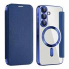 For Samsung Galaxy A56 5G Shield MagSafe RFID Anti-theft Leather Phone Case(Dark Blue) - 1