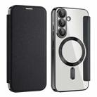 For Samsung Galaxy A56 5G Shield MagSafe RFID Anti-theft Leather Phone Case(Black) - 1