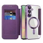For Samsung Galaxy A56 5G Shield MagSafe RFID Anti-theft Leather Phone Case(Purple) - 2
