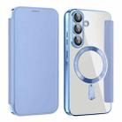 For Samsung Galaxy A56 5G Shield MagSafe RFID Anti-theft Leather Phone Case(Blue) - 1