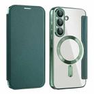 For Samsung Galaxy A56 5G Shield MagSafe RFID Anti-theft Leather Phone Case(Green) - 1
