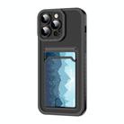 For iPhone 15 Electroplating Frame Card Slot Phone Case(Black) - 1