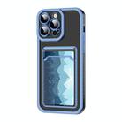 For iPhone 15 Electroplating Frame Card Slot Phone Case(Blue) - 1