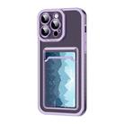 For iPhone 15 Electroplating Frame Card Slot Phone Case(Purple) - 1