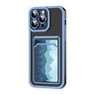 For iPhone 15 Plus Electroplating Frame Card Slot Phone Case(Blue) - 1