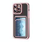 For iPhone 15 Pro Electroplating Frame Card Slot Phone Case(Pink) - 1