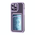 For iPhone 15 Pro Electroplating Frame Card Slot Phone Case(Purple) - 1