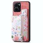 For vivo Y16 Retro Painted Zipper Wallet Back Phone Case(Pink) - 1