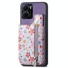 For vivo Y16 Retro Painted Zipper Wallet Back Phone Case(Purple) - 1