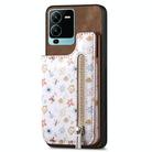 For vivo V25 Pro Retro Painted Zipper Wallet Back Phone Case(Brown) - 1