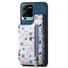 For vivo V25 Pro Retro Painted Zipper Wallet Back Phone Case(Blue) - 1