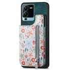 For vivo V25 Pro Retro Painted Zipper Wallet Back Phone Case(Green) - 1