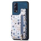 For vivo Y72 5G Retro Painted Zipper Wallet Back Phone Case(Blue) - 1