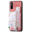 For vivo Y73s 5G Retro Painted Zipper Wallet Back Phone Case(Pink) - 1