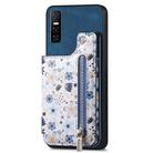 For vivo Y73s 5G Retro Painted Zipper Wallet Back Phone Case(Blue) - 1