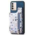 For Vivo S16 / V27 Retro Painted Zipper Wallet Back Phone Case(Blue) - 1
