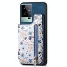 For vivo iQOO 11 5G Retro Painted Zipper Wallet Back Phone Case(Blue) - 1