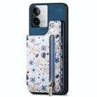 For vivo iQOO Z8X Retro Painted Zipper Wallet Back Phone Case(Blue) - 1